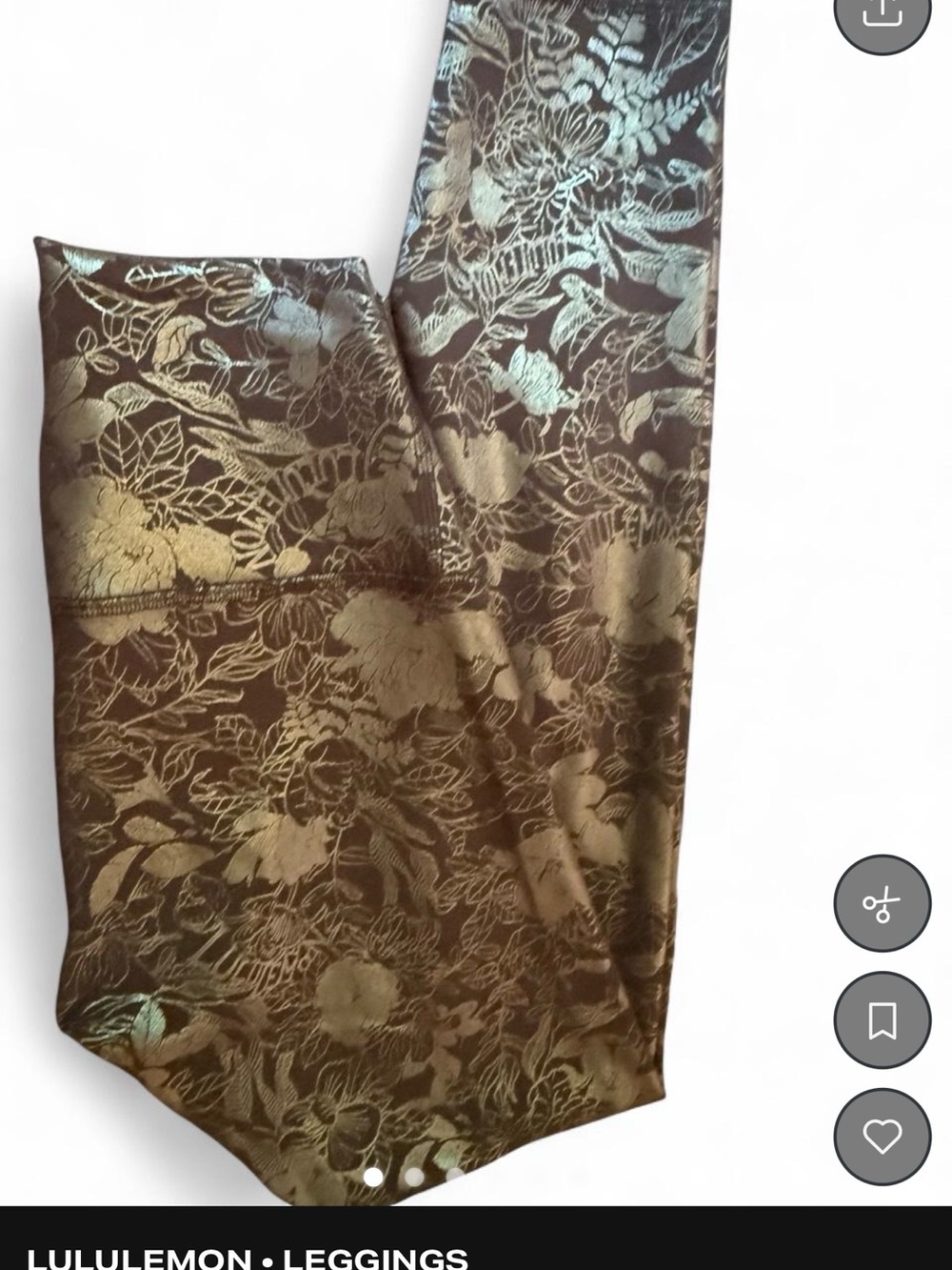 lululemon athletica Brown Floral Metallic Leggings